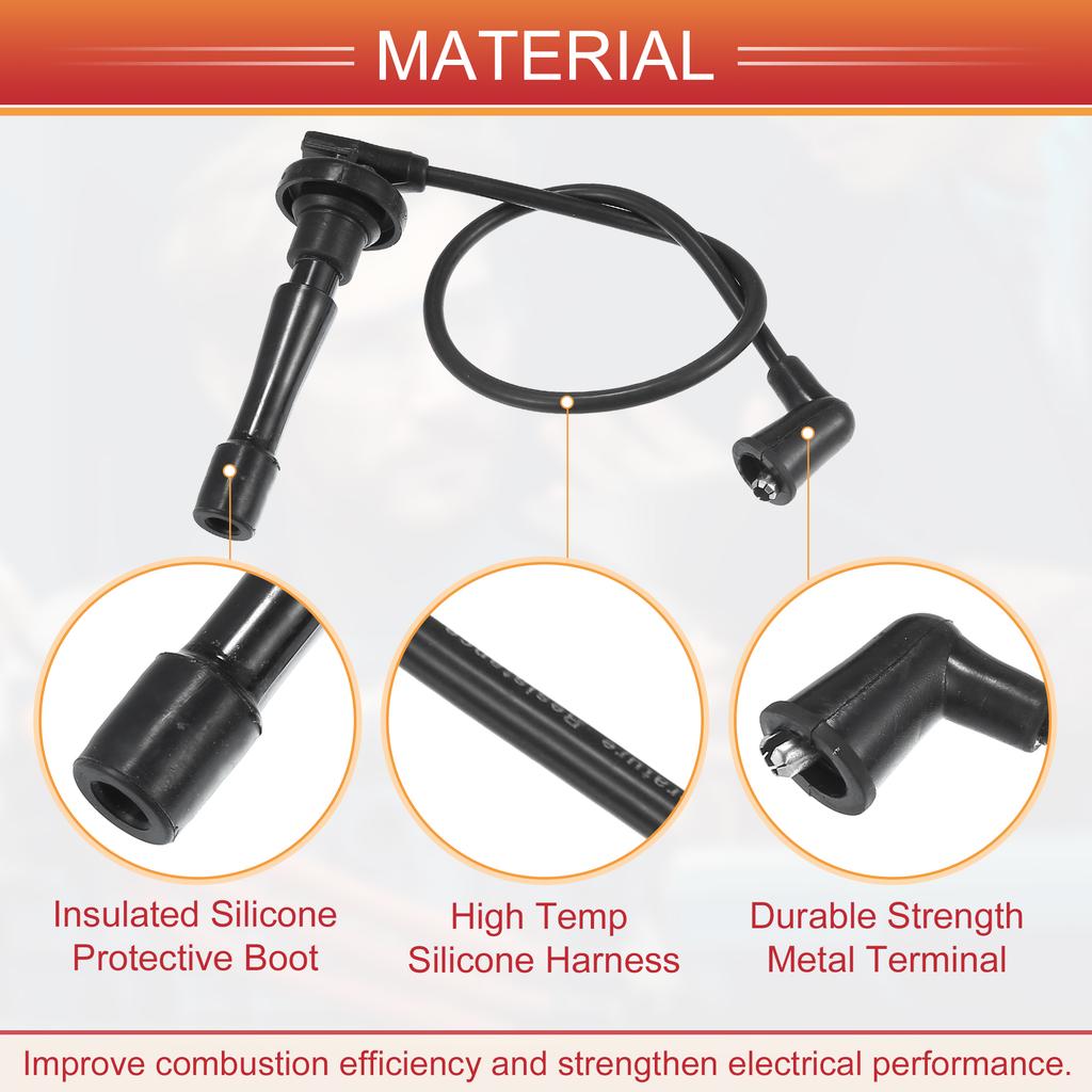 UXCELL 4pcs Car Spark Plug Coil Wires Ignition Coil Harness Cable 7mm Fit for Honda CR-V 1997-2001 L4 2.0L
