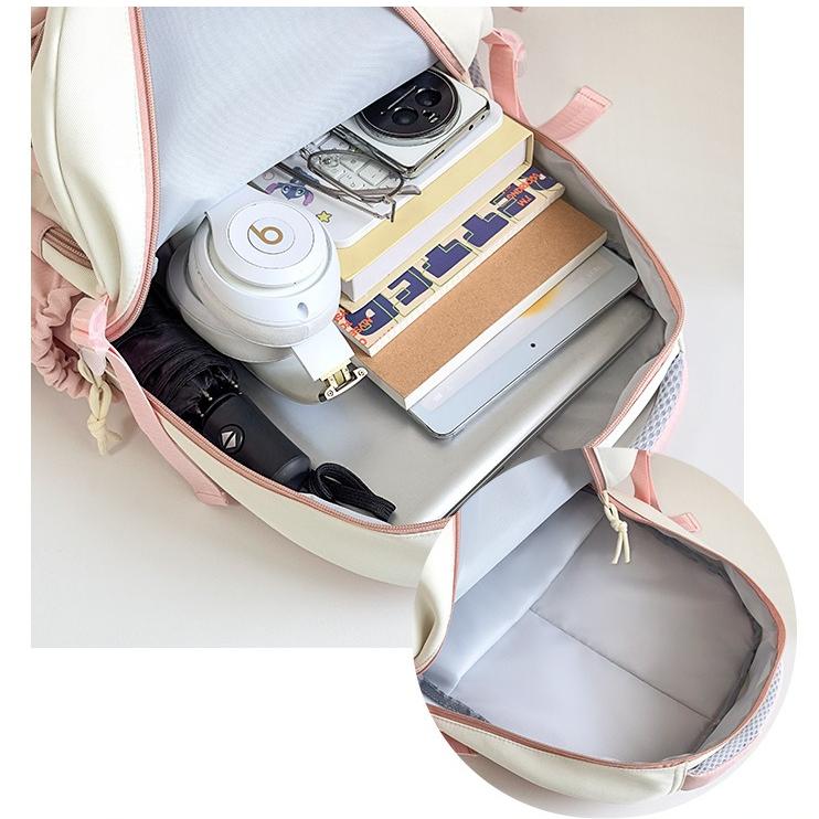 Zaino Gatto Kawaii Ita Bag Grande Capacità Zaino Scolastico in Nylon con Tasca Trasparente per Pin Zaino Anime Carino per Ragazze