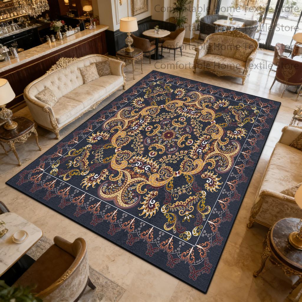 Classic Persian Luxury Style Living Room Carpet Washable Short Velvet Large Floor Mats Decoration Bedroom Antiskid Fluffy Rug