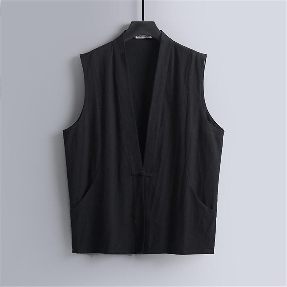 Linen Vest Men Summer Tank Top Plus Size 9XL Fashion Casual Solid Color Vests Male Big Size