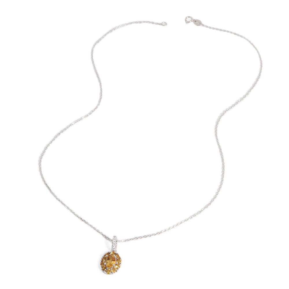 Brilliant and elegant natural Citrine 925 sterling silver pendant necklace for ladies' birthday and anniversary gifts
