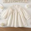 Spring Autumn Girls Mori Lace Embroidered Princess Dress Baby Long Sleeve Floral Hem Cotton Dress