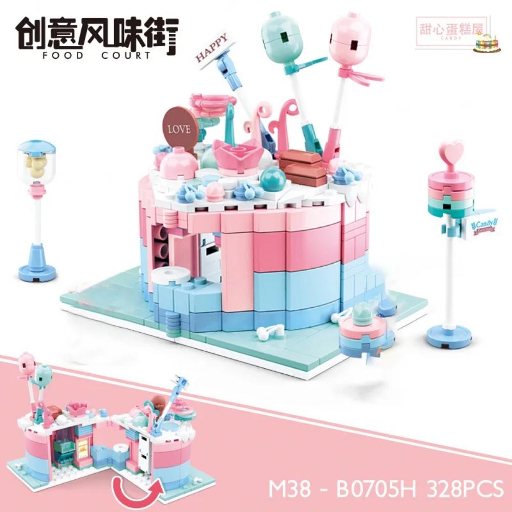 Mini Shop Market Street View Sets Model Building Blocks Hamburger Restaurant Retail Store Creative Architecture Friend Girl City