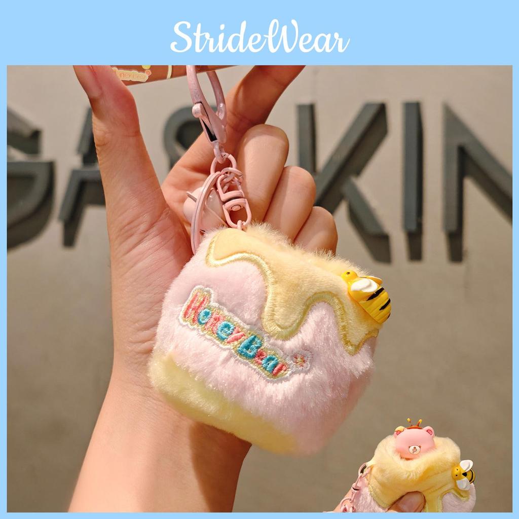 Cartoon Honey Cute Jar Teddy Bear Plush Toy Keychain Pendant With Bell For Gift