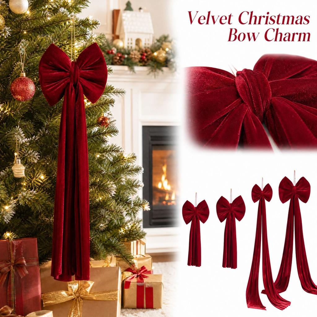 Christmas Velvet Decoration for Tree, Wreath and Gift Wrapping