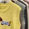 Women's 2025 Spring Cartoon Dachshund Knitted Sleeveless Vest - Western Style Waistcoat Sweater