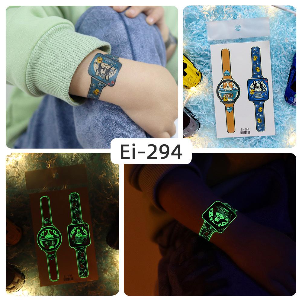 Rikalong Waterproof Luminous Cartoon Tattoo Stickers for Kids - Glow-in-the-Dark Watch Design 120*75mm