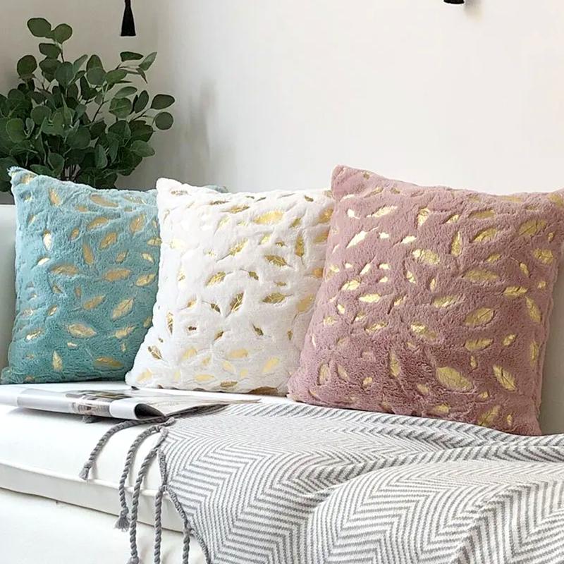 1Pc Plush Thick Leaf Pattern Soft Cushion Covers Sofa Couch Pillow Pillowcase 43x43CM