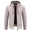 Men S Solid Color Hooded Fleece Knit Cardigan Autumn Winter Casual Coat
