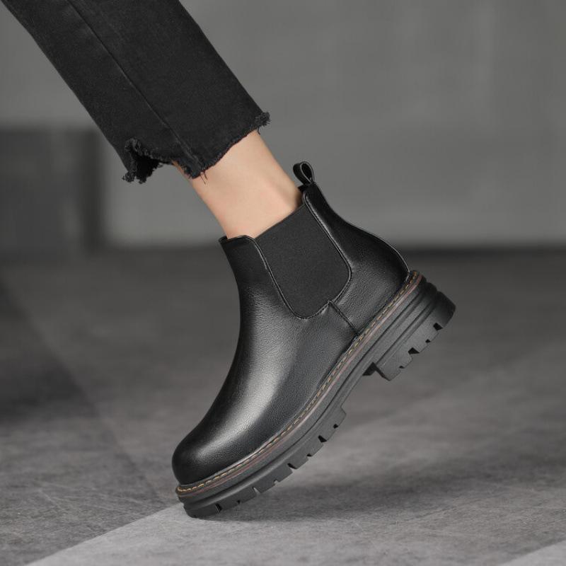 Korean Version of Large Size Women's Knight Boots Medium Heel Non-slip Women's Boots Square Heel Round Head Sleeve New Autumn and Winter Medium Bo