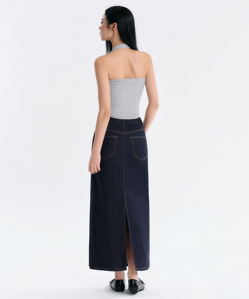 MUSINSA STANDARD WOMAN Women'S Lightweight Denim Maxi Skirt [Deep Indigo]