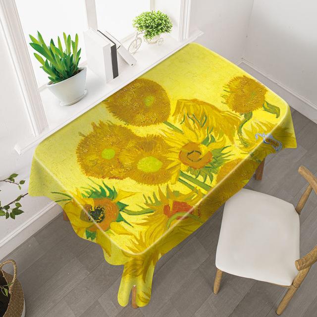 

Ван Гог Звездное Небо Скатерть Свет Роскошная Картина Маслом Художественная Студия Подсолнух Знаменитая Картина Водонепроницаемый Стол Коврик Скатерть 70x70cm27x27inch