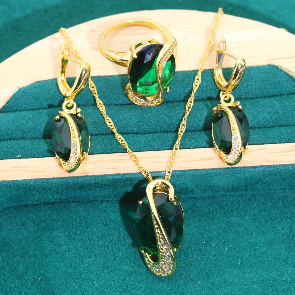 Ευρωπαϊκά και N Νυφικά Αξεσουάρ Δείπνου Μόδα Τρίποδο AAA Ζιργκόν Σκουλαρίκια Κρεμαστό Δαχτυλίδι Βραχιόλι