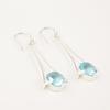 Natural Sky Blue Topaz Gemstone 925 Sterling Silver Handmade Long Earrings 2.63" EE-136-1