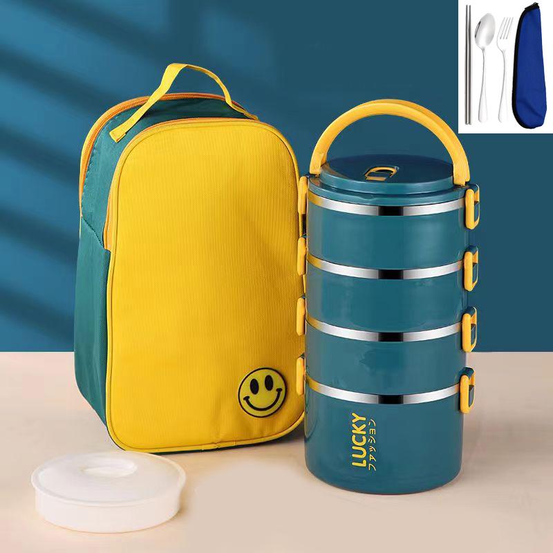 1-4Layer Stainless Steel Bento Box Set Cartoon Child Adult School Office Food Storage Container Outdoor Camping Picnic Lunch Box