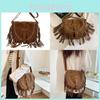 Pu Suede Fringed Saddle Bag With Zipper Closure For Daily Use And Bohemian Style