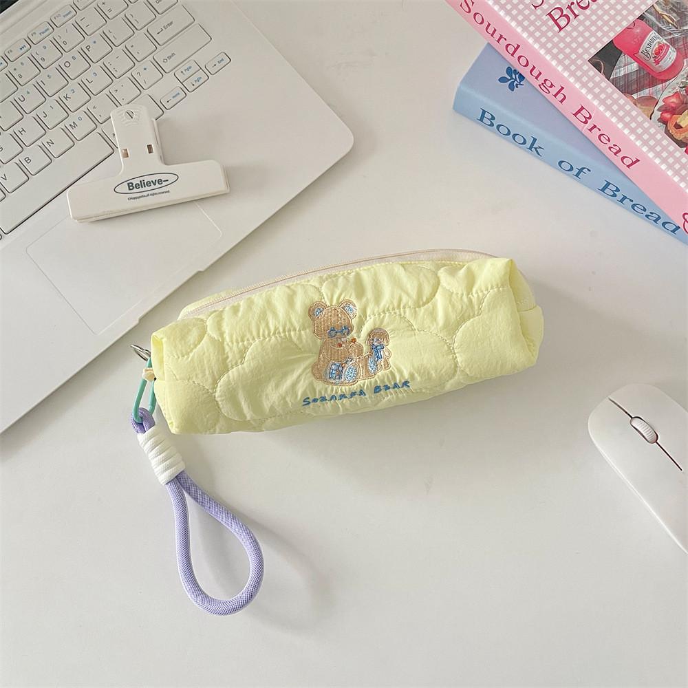 Kids Cartoon Embroidered Large Capacity Pencil Case With Soft Polyester For Girls And School Supplies