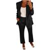 Damen Satin- und Hosen-Set - Langärmelige Reversjacke mit elastischer Taille Stoffhose für Business Casual