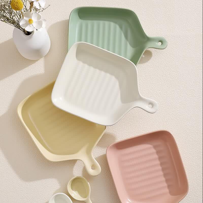 De ou Xingguang Matte Ceramic Handled Plates (Set of 2)