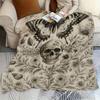Vintage Gothic Butterfly Skull Printed Flannel Throw Blanket Soft Warm Bed Sofa Cover,Decorative Aesthetic Floral Throw for Home Living Room Bedroom