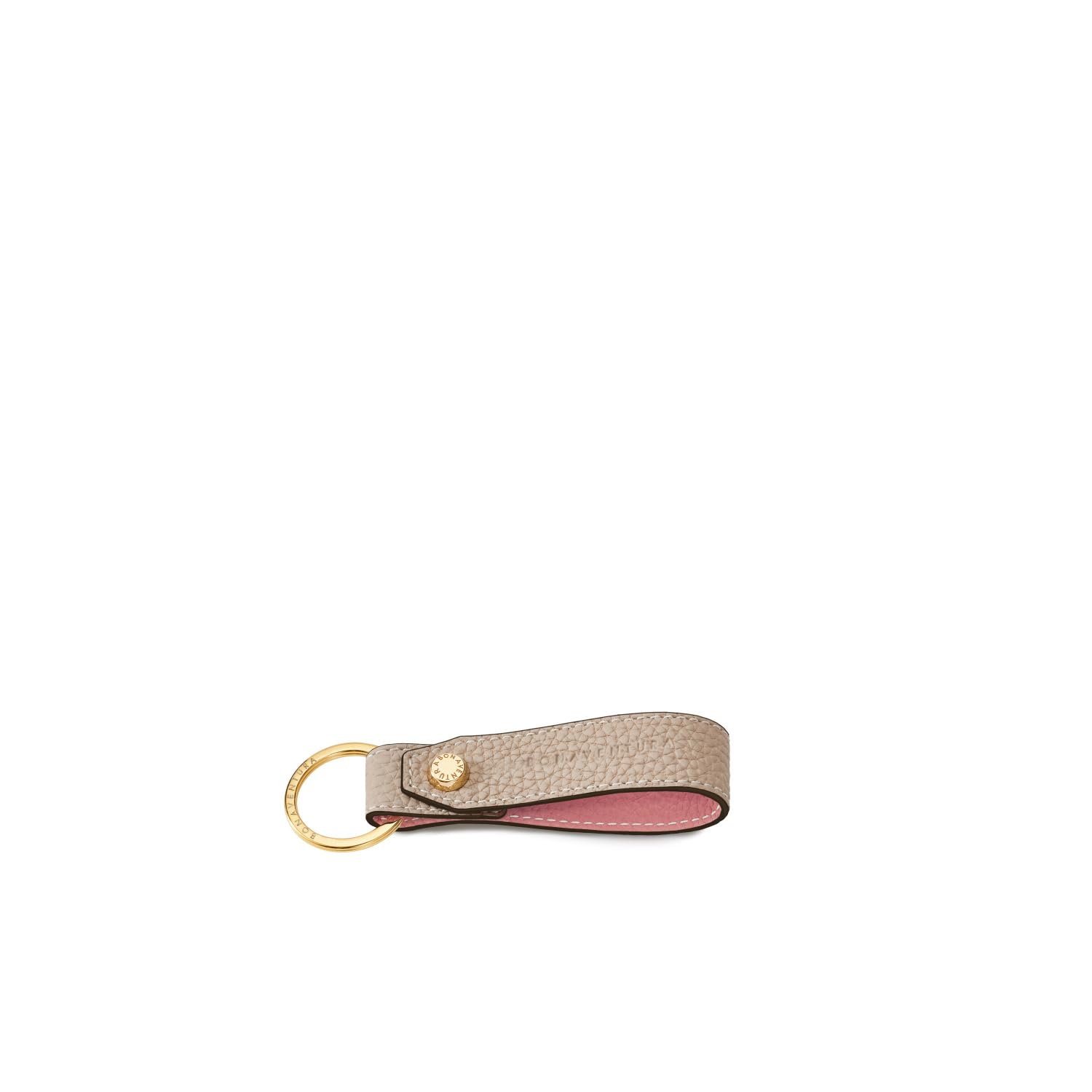 BONAVENTURA Shrink Leather Keychain [Greige x Coral] Italian Leather, Genuine Leather, Gift, BKHT1-GGCP