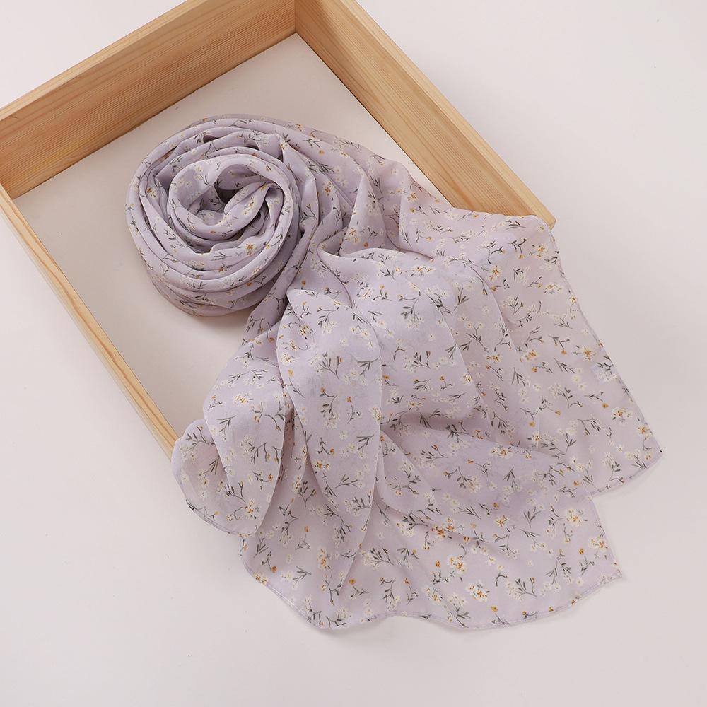 New Printed Hijabs Shawl Bubble Chiffon Hijabs Woman Design Flower Shawls Muslim Scarves Headscarf Wraps Turbans Long Scarves