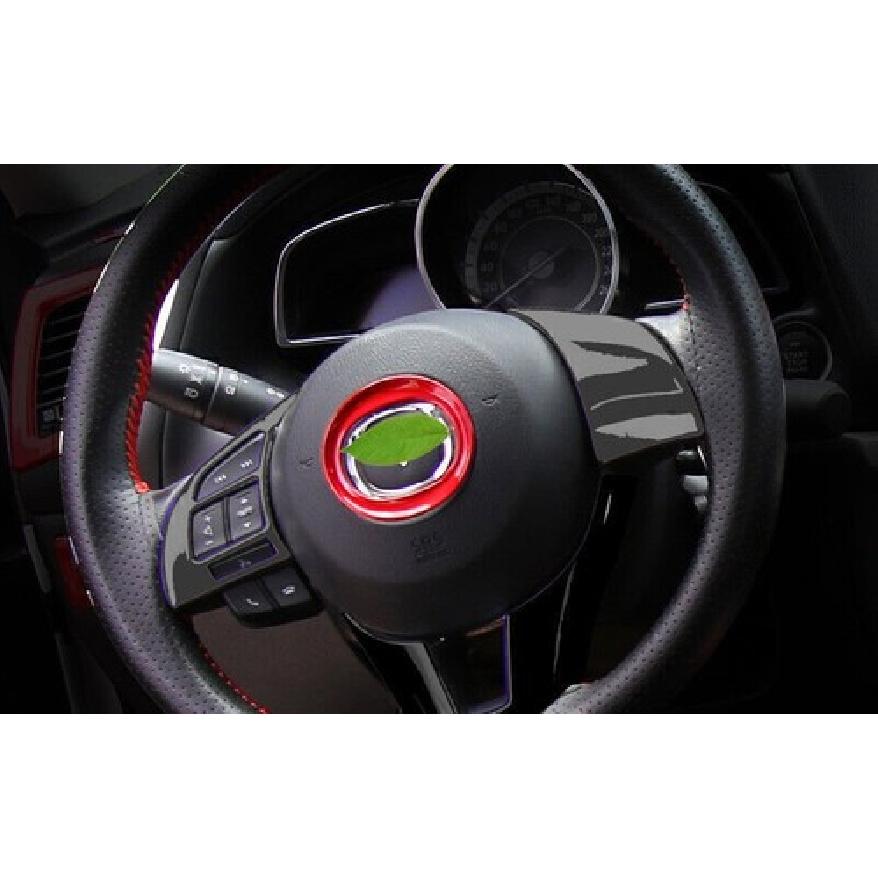 For Mazda 3 Axela 2014-2016 Bright Red Steering Wheel Horn Button Ring Trim 1PCS