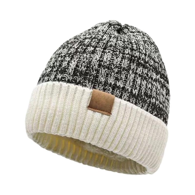 

Elastic Knit Hat Stretchy Thick Lining Colorful Skiing Hat Pullover Beanies Cuff Photo Props Outdoor Head Wrap for Halloween белый