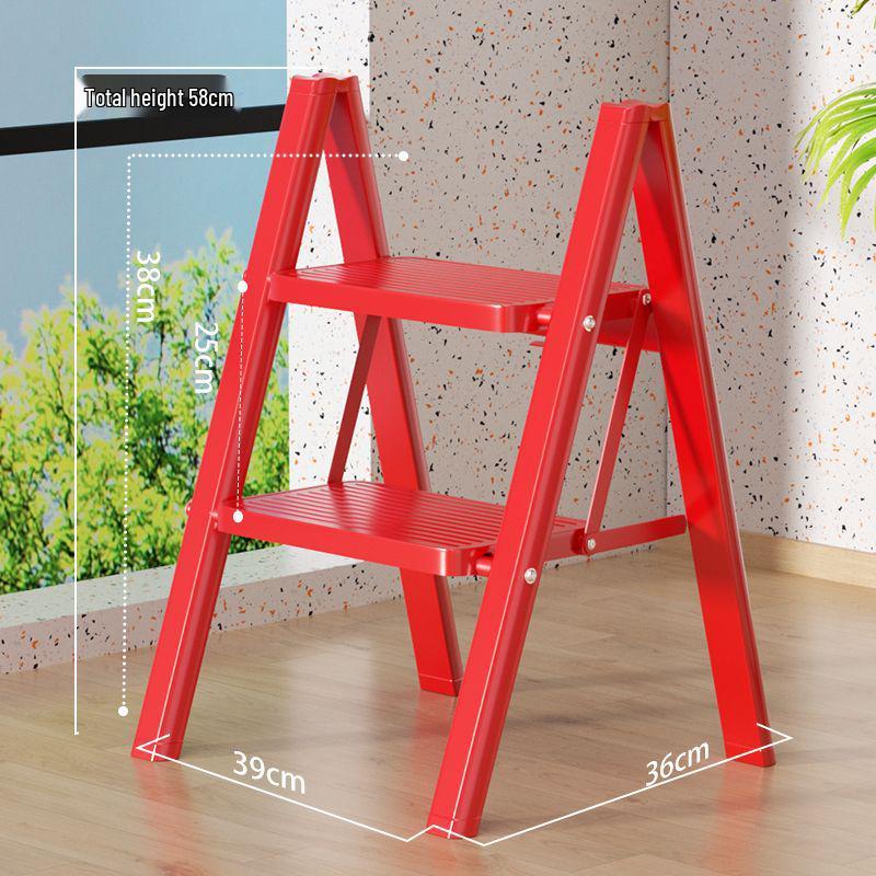 Housewarming Thickened A-Frame Folding Ladder with Enlarged Red Pedal for Safety