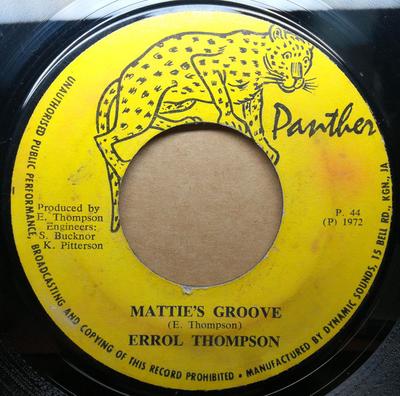 7inch Record ERROL THOMPSON  Matties Groove P44 Panther 1972 Jamaica Reggae Ska  Dub Used