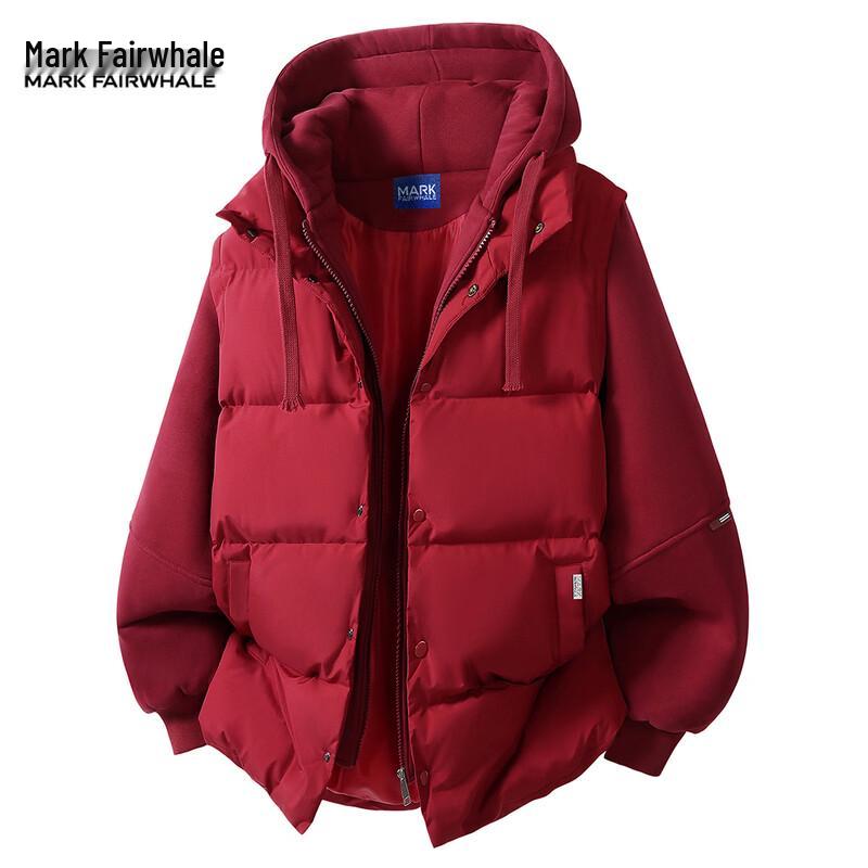 Mark Fairwhale Men's Hooded Thick Faux 2-Piece Padded Jacket