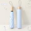 New three-fold simple plain color windproof and sun protection creative solid wood handle female vinyl parasol