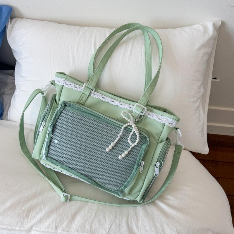 Borsa Trasparente Ita Kawaii per Ragazze Stile Giapponese Colore Caramella Pizzo Borsa a Tracolla Moda Leggera Borsa a Spalla