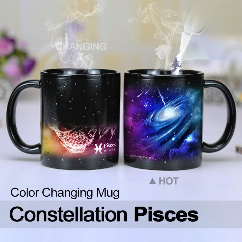 Starry Sky Purple Illusion 12 Constellation Color Changing Water Cup Ceramic Mug Suitable for Couples To Give Gifts