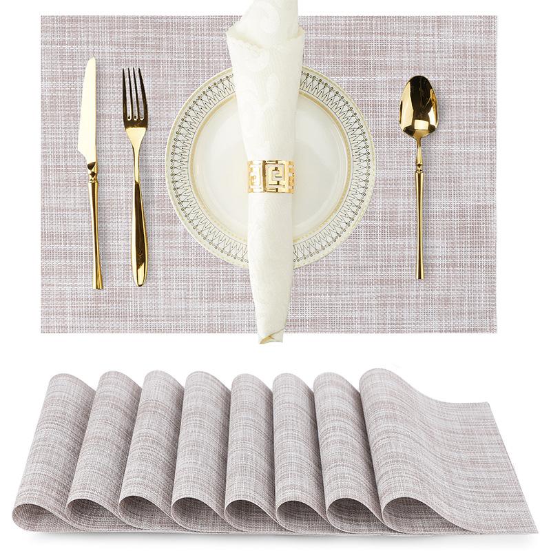 

PVC Woven Placemat Non Slip Table Mat Washable Heat Resistant Indoor Outdoor Place Mats for Restaurant Table 45x30cm 1pc