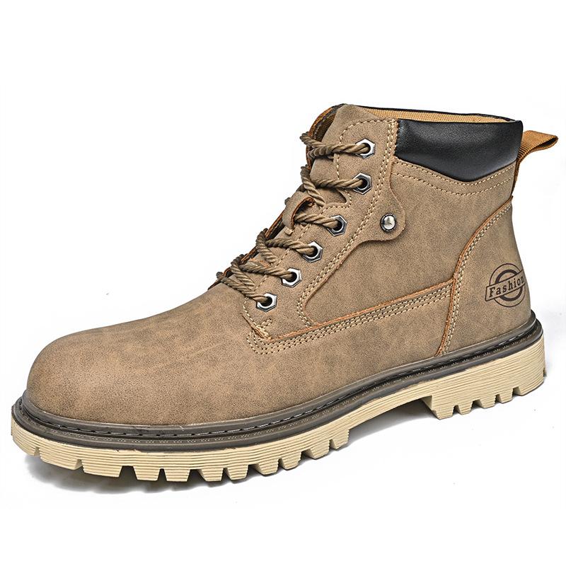 

Men s Waterproof Slip On Faux Leather Hiking Boots for Male Outdoor Ankle Dress Boots Non-Slip Walking Short Booties Comfortable Workout Combat Boots 38