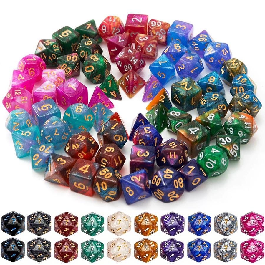 Sada polyedrických kostek 28-49 ks s černou úložnou taškou Barevné číslo Polyedrické kostky RPG D&D Hry na hrdiny Příslušenství