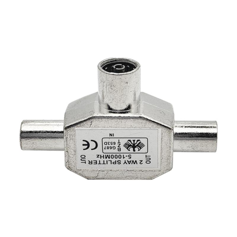 Male To Two Female Connector 3 Way Plug Adapters Coaxial Coupling Jack T Type Antenna Distributor