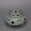 Song Dynasty Ru Kiln Style Celadon Crackle Ruyi Incense Burner with Three Legs and Openwork Design - Antique-Look Porcelain Collectible.