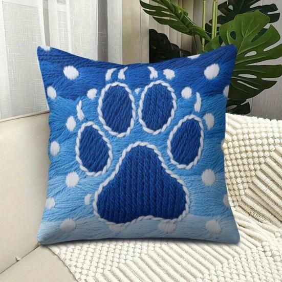 45x45CM Blue Paw Dotted Pillowcase Single Side Print Throw Pillow Cover Home Living Room Bedroom Sofa Bed Decorative Square Cushion Cover