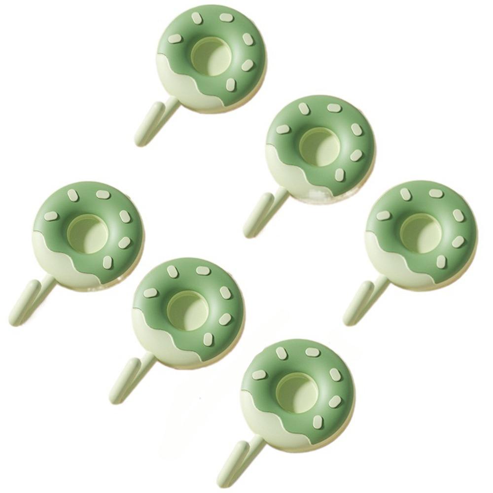 6Pcs Self-adhesive Donut Shape Hooks Wall Mounted Clothes Hanger Creative Key Holder  for Home