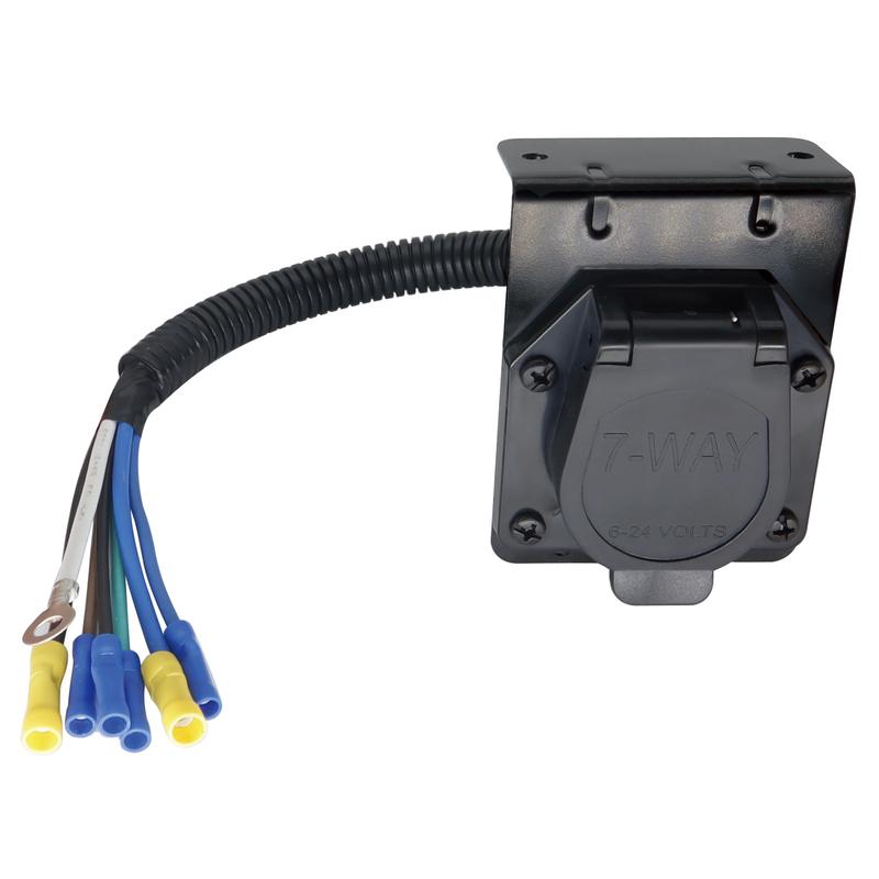 Universal Accessories 7 Pin 7 Way RV-Style Blade Trailer Connector Socket Wiring Harness Mounting Bracket Truck Wire Connector