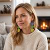 Lightweight Christmas Ornaments 1 Pair Wooden Dangle Drop Earrings for Women, Cute Santa Festive Party Jewelry Gingerbread Candy Cane Earrings,