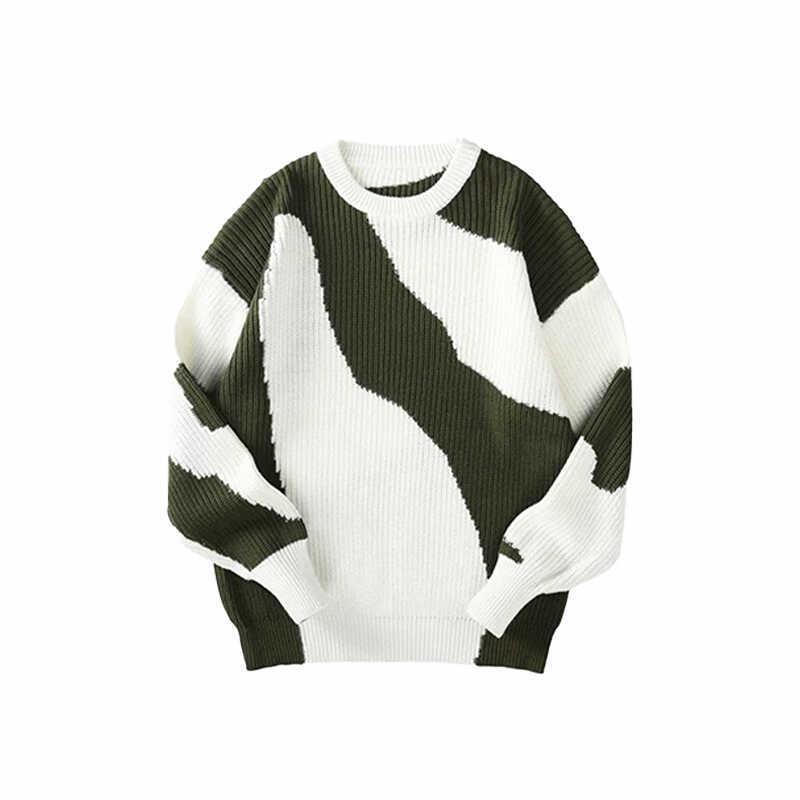 

Men s Allen Sweater - Retro Loose Round Neck Thickened Jacket M зелений/білий