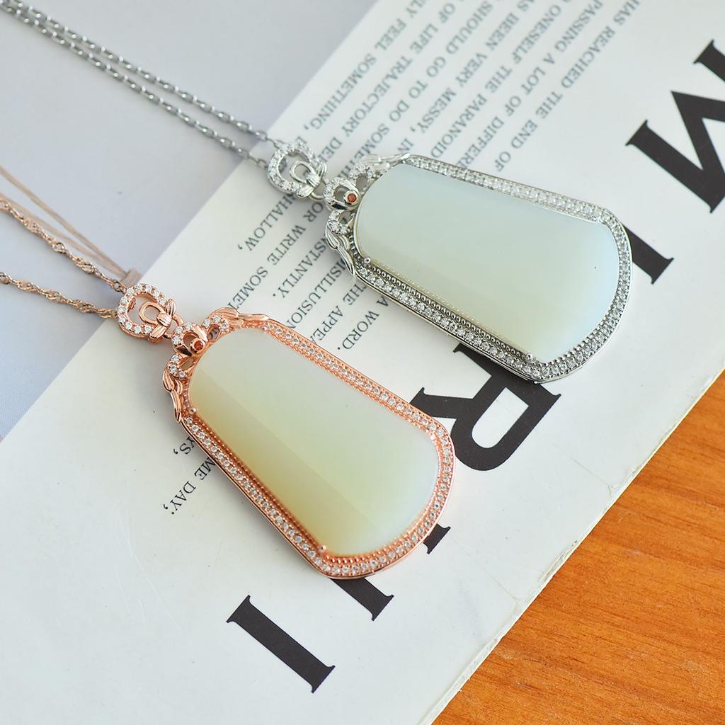 Hotan Jade S925 Silver Pendant Necklace for Women