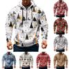 Men's Christmas Print Hooded Half-Zip Casual Sports Sweatshirt