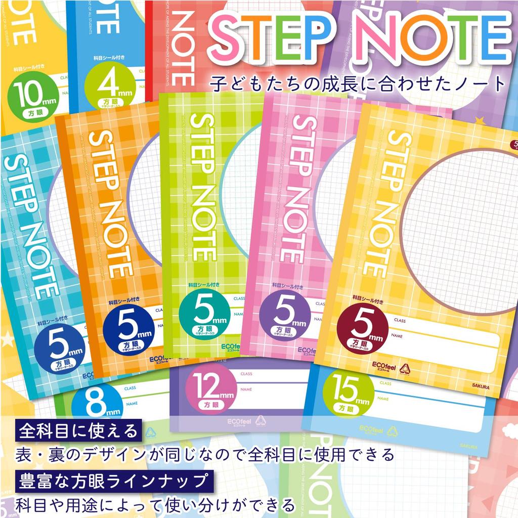 Sakura Cray-Pas Studienheft, 5mm Gitter, N114(10), Rosa kariert, 10 Bücher