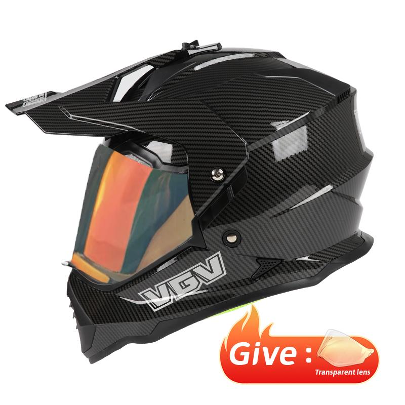 VGV Motocross Helmet DOT Double Lens Common Man Women Motorcycle Helmet Dirt Bike Karting Downhill AM DH Cross Sunscreen Lens