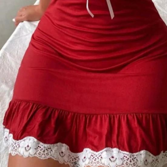 2 Pcs/Set Women Nightdress Panties Set V Neck Bow Decor Backless Sleeveless