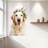 Golden Retriever with Light Golden Fur Tin Sign - Floral Wreath Metal Poster, Calm Dog Wall Decor for Bar Pub Home Cafe, 8x12 In